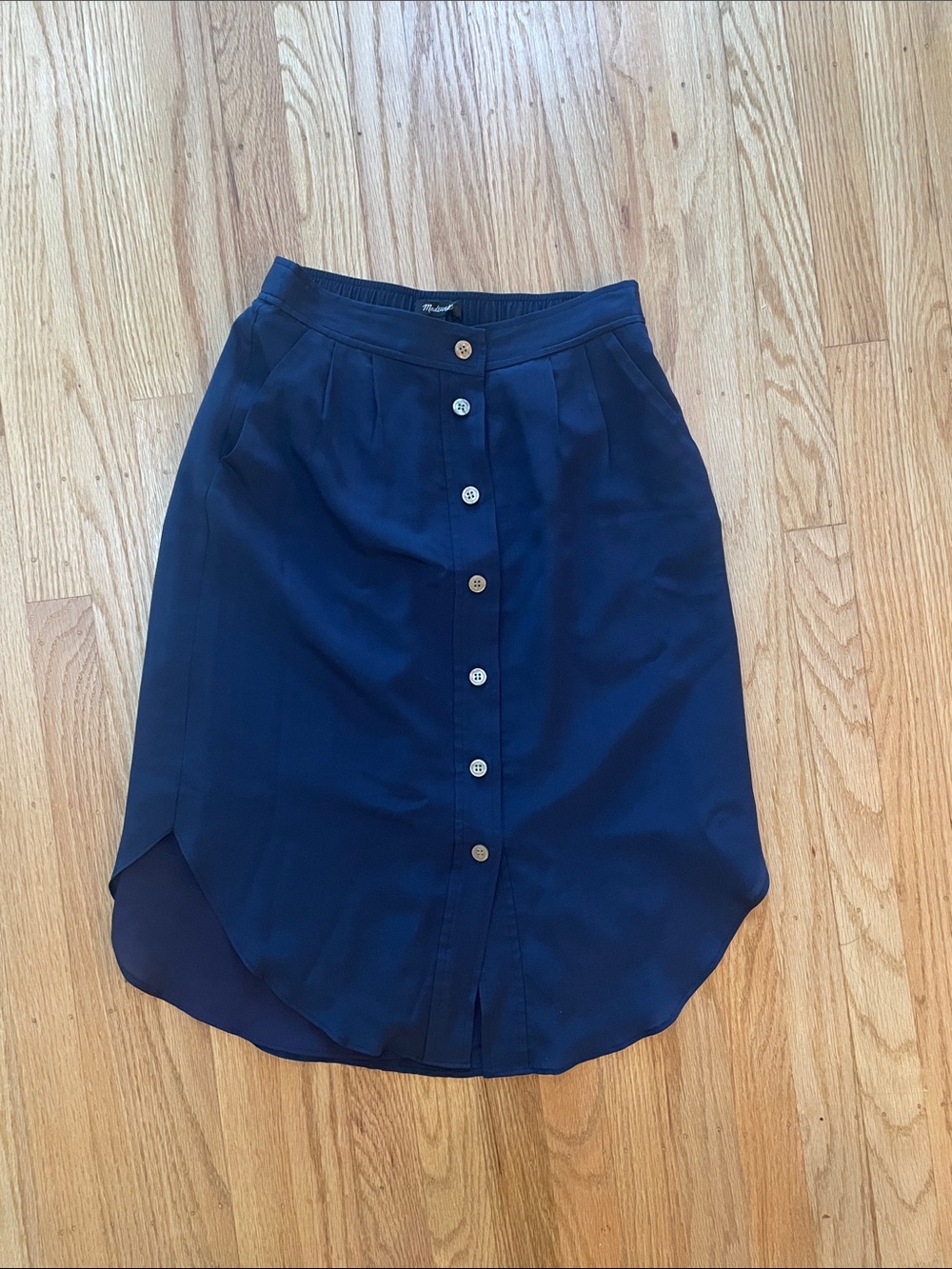 Blue Silk Madewell Skirt - XS